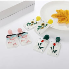 Load image into Gallery viewer, Rose Unique Acrylic Earrings IDW
