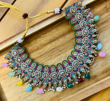 Load image into Gallery viewer, Premium Quality Statement Designer Polki Kundan Inaaya Necklace set with Maangtikka
