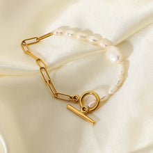 Load image into Gallery viewer, 18k gold plated Freshwater pearl buckle gold bracelet

