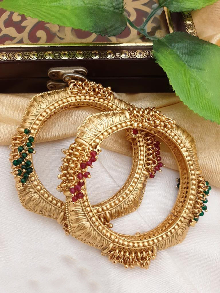 Rajwadi multicolor Beads Openable  Pair of bangle set for women