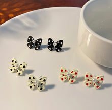 Load image into Gallery viewer, Polka Dots Small Bow Stud Earrings IDW
