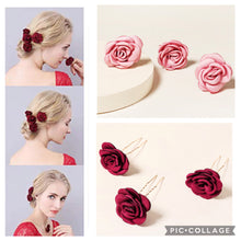 Load image into Gallery viewer, Set of 3 artificial Flower Rose Look Hair accessories
