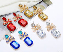 Load image into Gallery viewer, Rhinestone Long Bow Crystal Stone Earrings for women IDW
