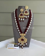 Load image into Gallery viewer, Kundan Hydro Beads Pearl Silver Foiled Mala Necklace set
