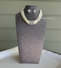 Load image into Gallery viewer, American Diamond Stone  Pearl Choker Necklace
