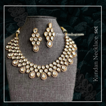 Load image into Gallery viewer, Premium double layer cz kundan Design necklace set
