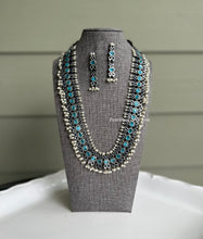 Load image into Gallery viewer, Myra German silver Long Glass stone Necklace set
