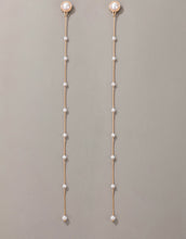 Load image into Gallery viewer, Pearl Long Golden Statement Dangling Earrings IDW
