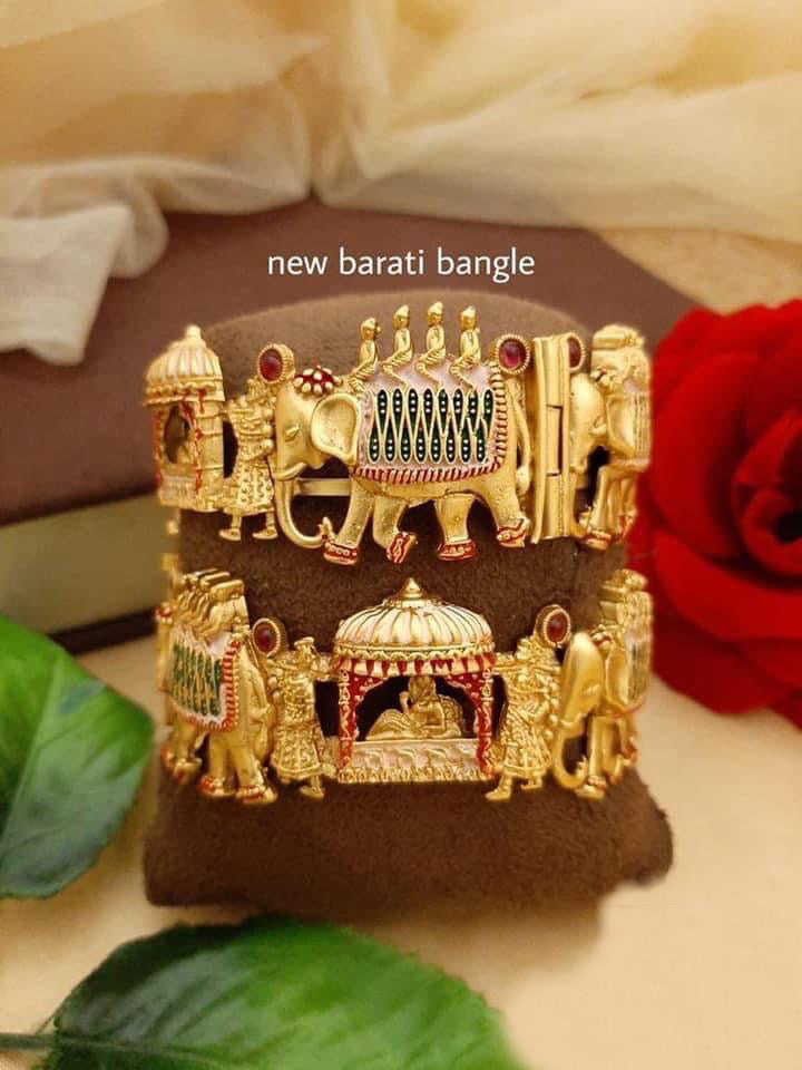 Broad Multicolor stone Openable Baraat rajwadi Pair of bangles