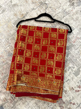 Load image into Gallery viewer, Maroon Elephant Peacock  Golden Zari Border Silk Saree Elegant
