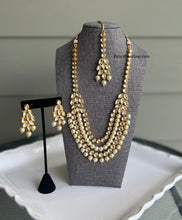Load image into Gallery viewer, Premium quality Kundan pearl Layered Back side Meenakari Necklace set with maangtikka
