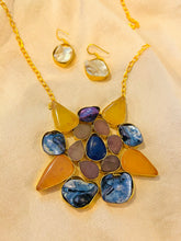 Load image into Gallery viewer, Blue Spark Natural Stone Contemporary Long Necklace set

