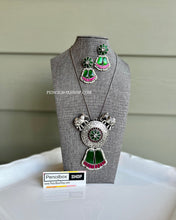 Load image into Gallery viewer, German silver Elephant Long Chain Designer silver Big pendant necklace set
