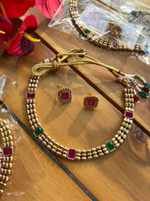 Load image into Gallery viewer, Glass Stone Golden Simple Dainty Necklace set
