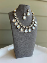 Load image into Gallery viewer, White uncut Stone Statement Designer Necklace set
