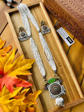 Load image into Gallery viewer, Fusion German Silver Long Lion Multicolor necklace set
