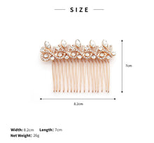 Load image into Gallery viewer, Golden Rhinestone cz stone bridal pearl hair accessories
