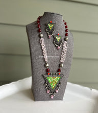 Load image into Gallery viewer, German Silver Handpainted Pearl Ghunghroo long necklace set
