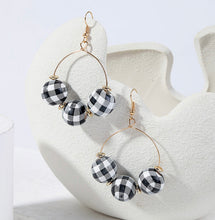 Load image into Gallery viewer, Black White Ball Drop Hanging Earrings IDW

