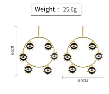 Load image into Gallery viewer, Black White Round Evil eye statement Earrings IDW
