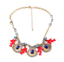 Load image into Gallery viewer, Bohemian gold matte finish cz natural stone big necklace IDW
