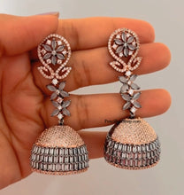 Load image into Gallery viewer, American Diamond Dual Tone Victorian Finish Earrings
