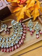 Load image into Gallery viewer, Ruby Grand Statement Uncut Premium Quality Heavy Designer Kundan Necklace set with maangtikka
