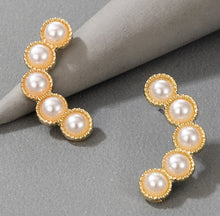 Load image into Gallery viewer, Pearl Five Drop Golden Stud Earrings IDW
