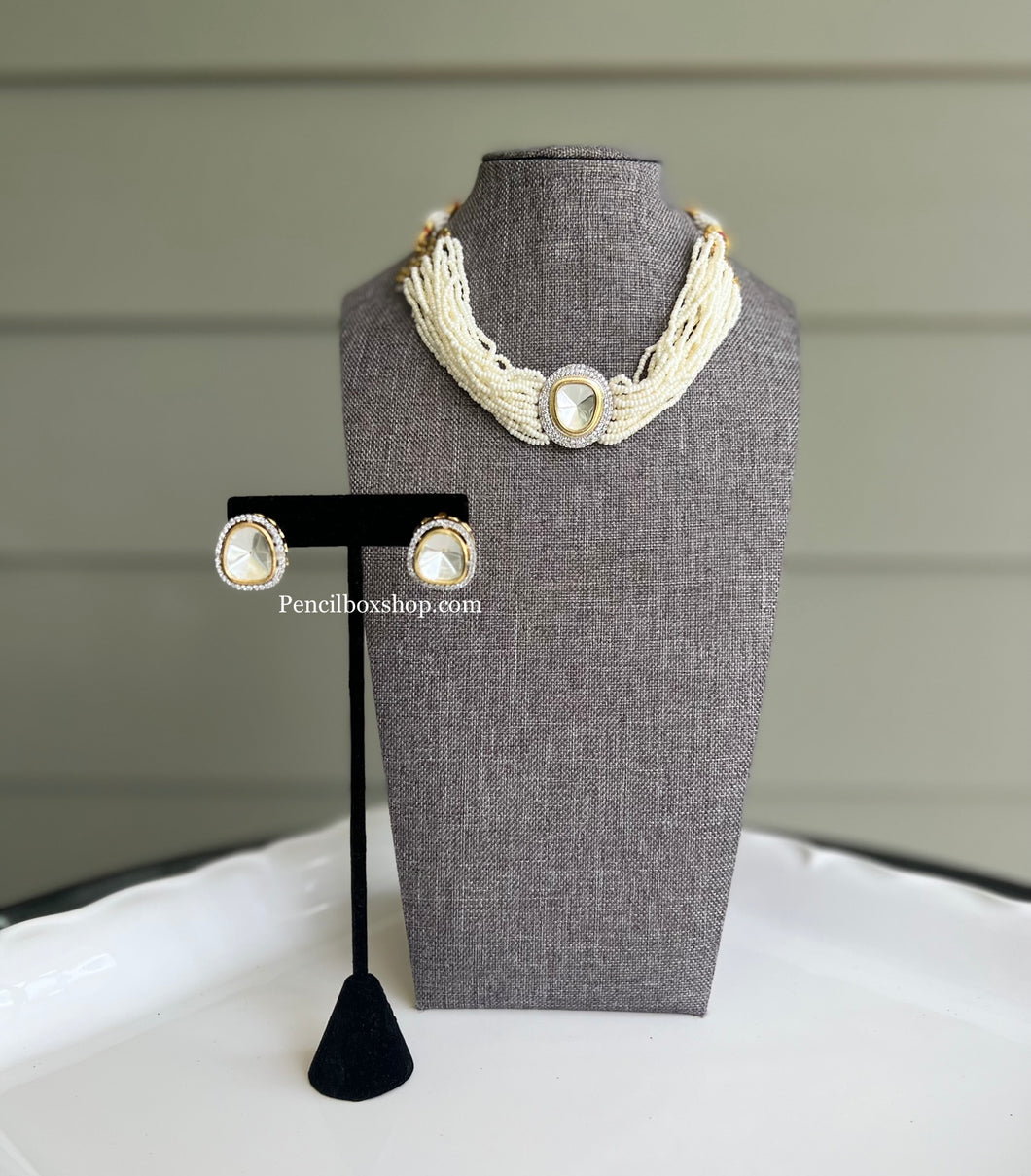 Uncut Kundan Premium  Pearl Choker necklace set