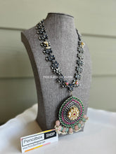 Load image into Gallery viewer, Fusion German Silver Multicolor Jadau  Long necklace
