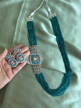 Load image into Gallery viewer, American diamond long Beaded mala necklace set
