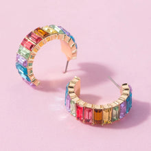 Load image into Gallery viewer, Crystal Pearl Round Rhinestone Hoop Earrings IDW
