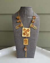 Load image into Gallery viewer, Contemporary golden Hanging Natural Stone Necklace

