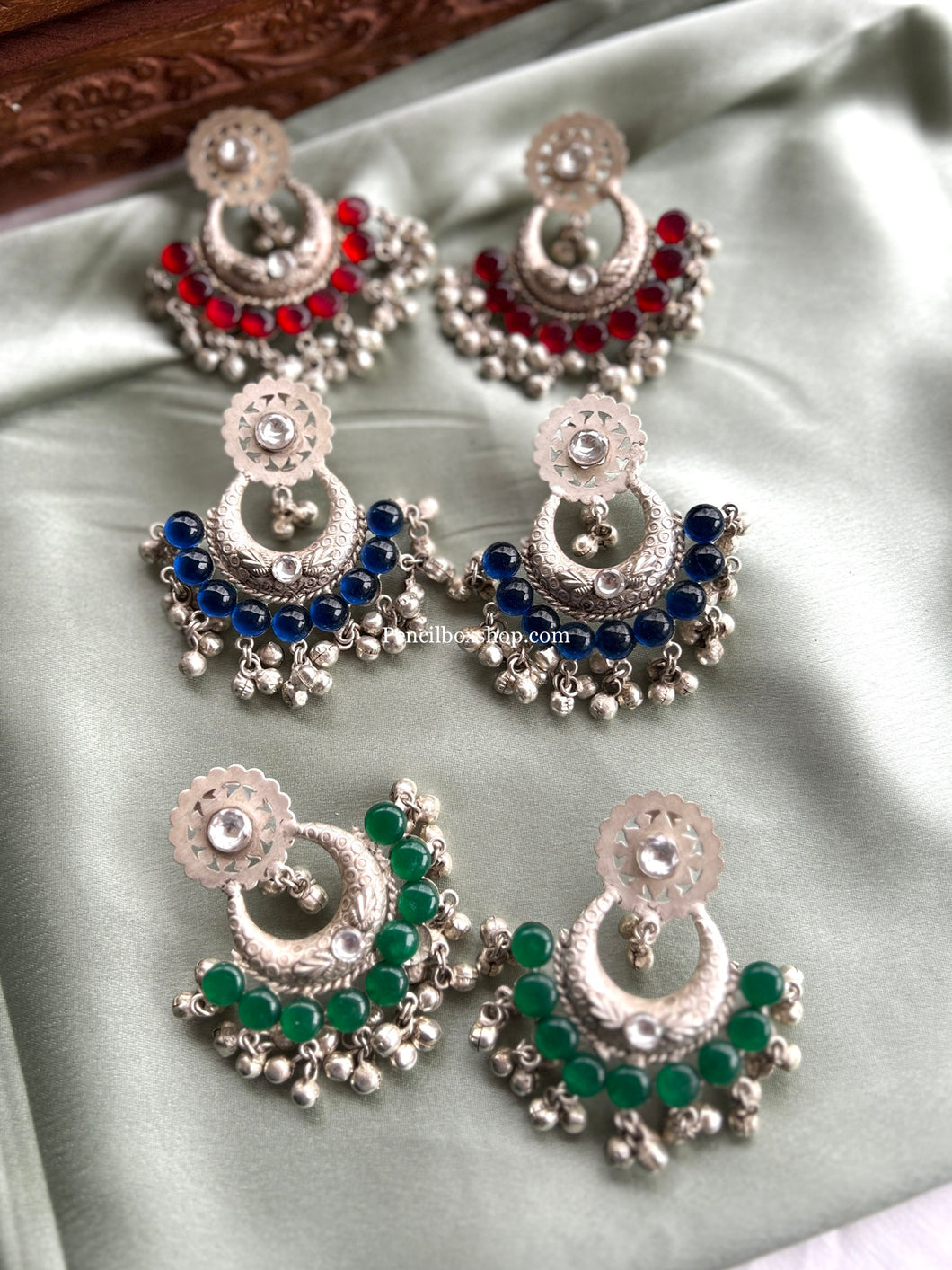 92.5 Silver coated Chandbali Ghunghroo Earrings