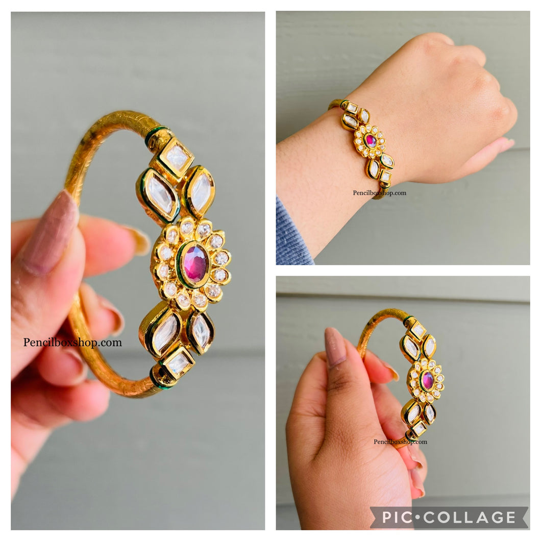 Premium Quality Kundan Ruby kada Bangle