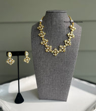 Load image into Gallery viewer, Single line Pearl Flower Back Side Meenakari Kundan Necklace set alekha

