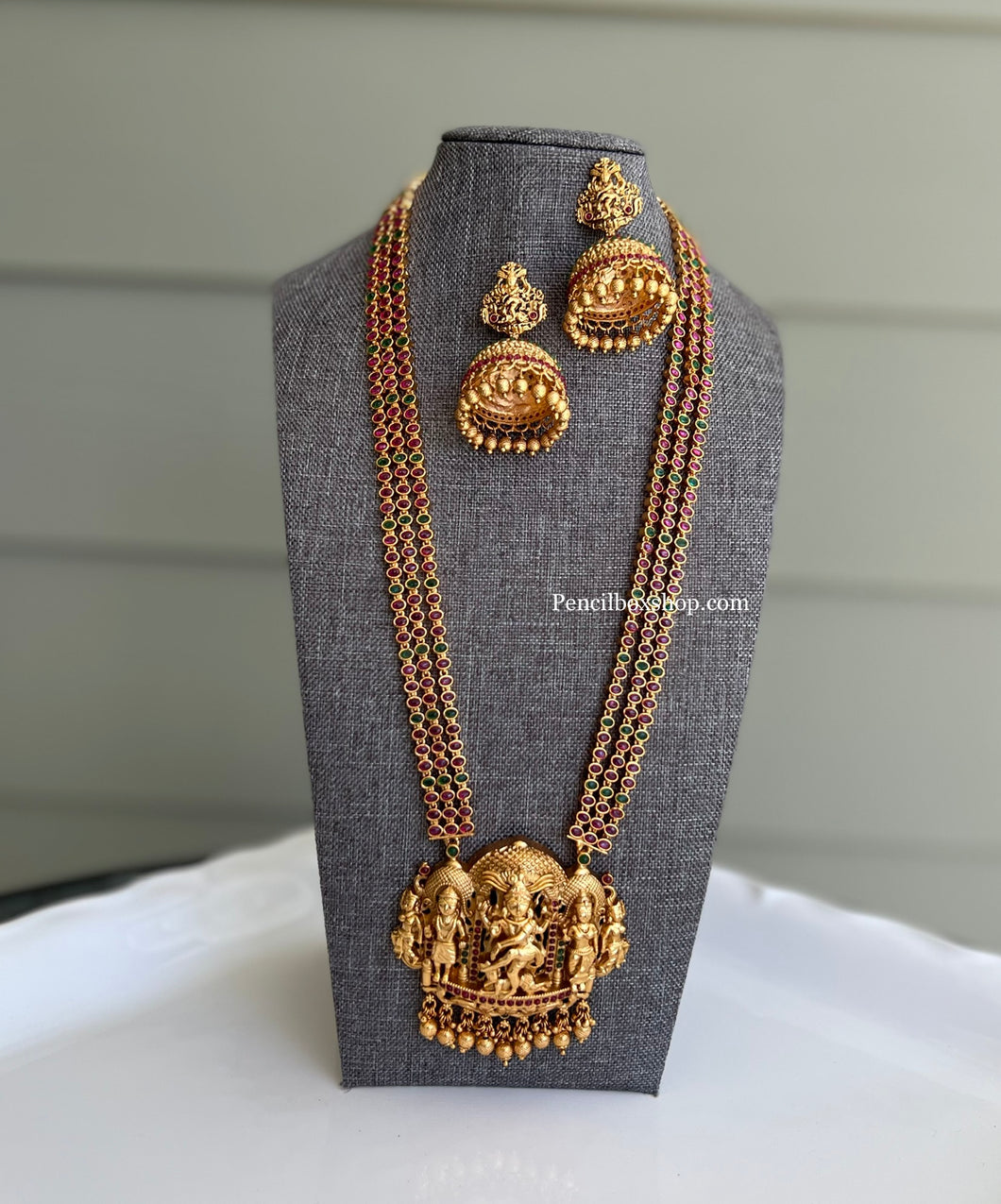 Multicolor Long Kemp stone Haram Goddess Necklace set