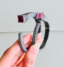Load image into Gallery viewer, American Diamond Victorian Glass stone Openable Bracelet
