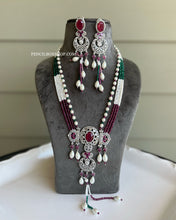 Load image into Gallery viewer, American Diamond long mala Necklace set
