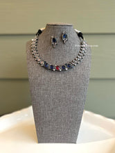 Load image into Gallery viewer, German silver Simple Single line Glass Stone necklace set
