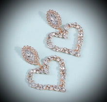 Load image into Gallery viewer, Crystal Big Heart Hanging Earrings IDW
