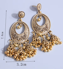 Load image into Gallery viewer, Golden three jhumka German Silver earrings for women
