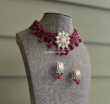 Load image into Gallery viewer, Uncut Crystal Beads drops American Diamond Choker Necklace set

