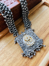 Load image into Gallery viewer, Fusion German Silver White Pachi Ghunghroo Long necklace
