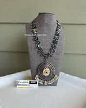 Load image into Gallery viewer, Fusion German Silver Multicolor Jadau  Long necklace
