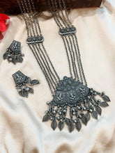Load image into Gallery viewer, Ganesha Long leaf German silver Afghani Ghungroo Necklace set
