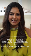 Load image into Gallery viewer, Harnaaz Kaur Series Miss Universe Kundan Rodium polish Victorian glass beads necklace set
