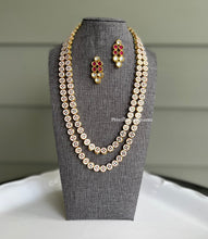 Load image into Gallery viewer, Ruby kundan Two layer Long Back side Meenakari Necklace set
