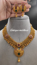 Load image into Gallery viewer, Premium Dainty Multicolor Kundan Gold matte Finish Necklace set
