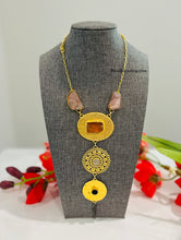 Load image into Gallery viewer, Contemporary Long Natural Stone Brass Made Necklace
